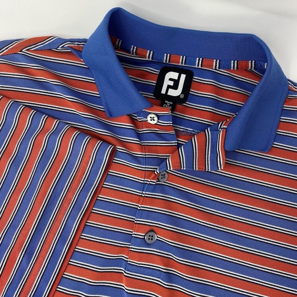 FOOTJOY Men's Striped Golf Polo Shirt Size M Short Sleeve OLD AMERICAN GOLF CLUB - Picture 1 of 7